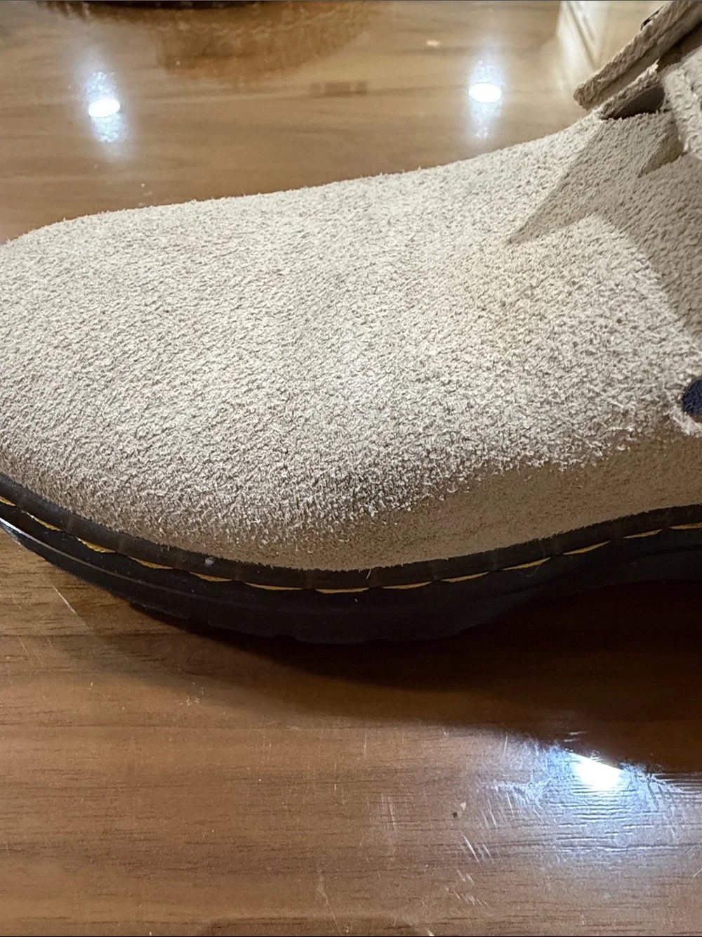 Dr. Martens Beige Suede Slip-On Clog with Strap Men’s 6 Women’s 7